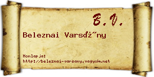 Beleznai Varsány névjegykártya